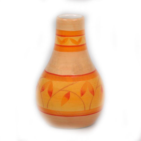 Orange Ceramic Vase with Design - 2.75 x 2.75 x 4.5 inches - Jodhshop