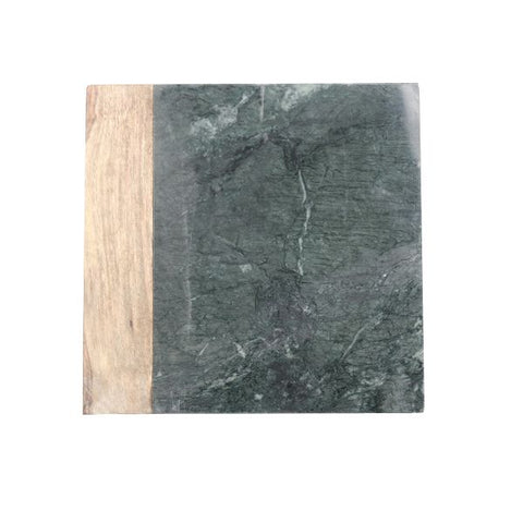 Green Marble and Wood Cheese Board - 8 x 8 inches - Jodhpuri Online