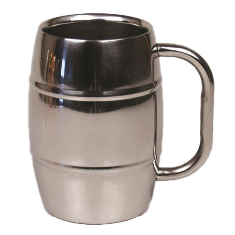 Stainless Steel Beer Barrel Mug with Shiny Finish - 16 oz - Jodhpuri Online