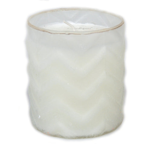 Fresh Linen Scented Candle with Chevron Salt Finish - 8 ounce - Jodhshop