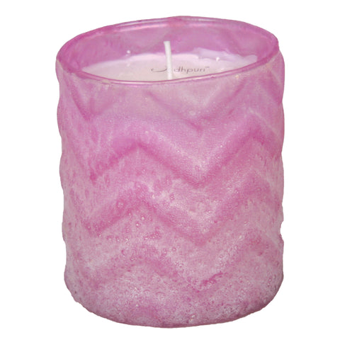 Lavender Scented Candle with Chevron Salt Finish - 8 ounce - Jodhshop