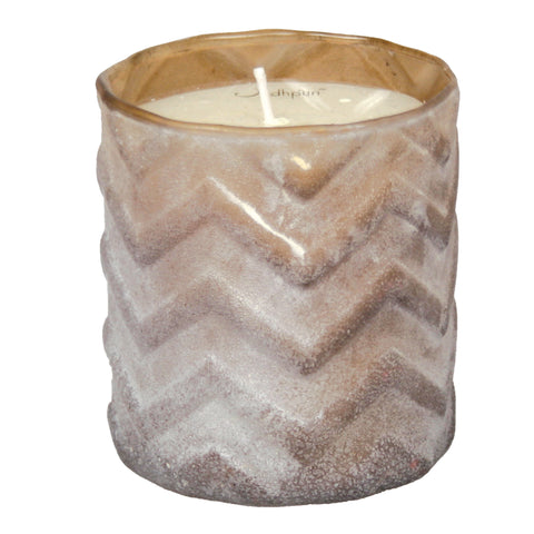 Vanilla Scented Candle with Chevron Salt Finish - 8 ounce - Jodhshop