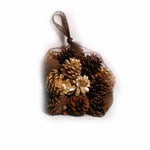 Gold and Natural Pine Cones in Net - 20 oz - Jodhshop