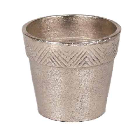 Silver Aluminum Pot with Chevron Border | Small - Jodhshop