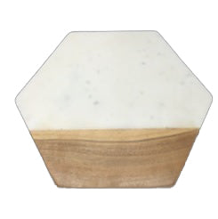 Marble/Wood Hexagonal Serving Board - 12 x 12 x .5 inches - Jodhpuri Online