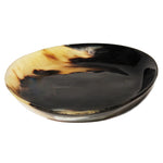 49213: Bowl Natural Horn Glazed Black/Amber Crescent Round