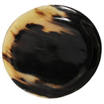 49213: Bowl Natural Horn Glazed Black/Amber Crescent Round