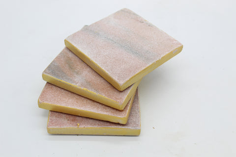 50062: Pink Marble Square Coasters with Gold Rim - Set of 4 - Jodhshop