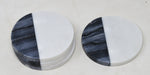 50301: Round Two Toned Coaster White and Black Marble - Set of 4