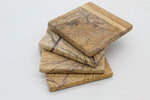 50466: Brown Forest Marble with Acacia Wood Square Coasters - Set of 4 - Jodhshop
