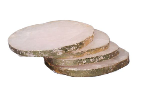 50472: Organic Shape Rose Quartz Coaster with Gold Foil - Set of 4 - Jodhpuri Online