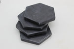 50544: Black Marble Hexagon Coasters - Set of 4 - Jodhshop