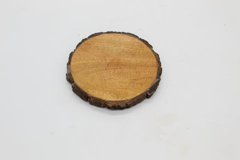 50803: Mango Wood Round Coasters with Bark Edge - Set of 4 - Jodhshop