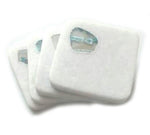 50890: White Marble & Aqua Agate Square Coasters - Set of 4 - Jodhpuri Online
