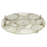 White Agate Tray with Handles - 14 x 8 inches - Jodhshop