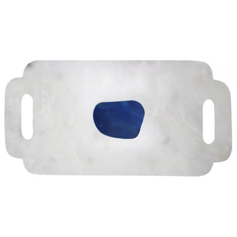Blue Agate and White Marble with Handles - 10 x 6 inches - Jodhshop