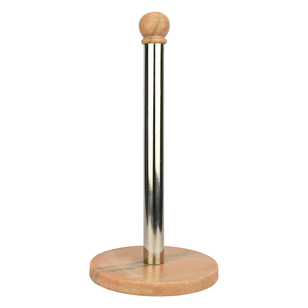 57022: PAPER TOWEL HOLDER PINK MARBLE WITH STAINLESS STEEL DOWEL