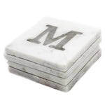 73042: Marble Monogrammed Letter Coasters - M - Jodhshop