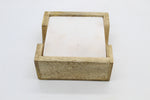 73503: White Marble Square Coasters with Natural Wood Caddy - Set of 4 Coasters - Jodhshop