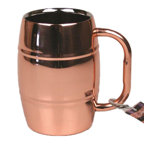 Stainless Steel Beer Barrel Mugs with Copper Finish - 16 oz - Jodhpuri Online